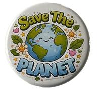 Save The Planet Button Pinback Large 2.25 Inch Diameter Earth Conservation Gobal Warming Pollution