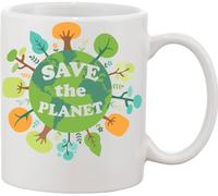 Save The Planet Design Ceramic Mug White