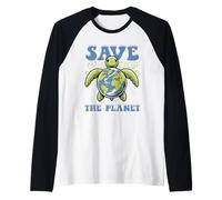 Save The Planet Earth Day Turtle Conservation Raglan Baseball Tee