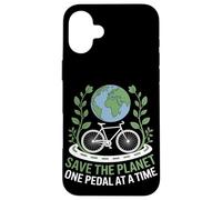 Save the Planet One Pedal at a Time Bike Commuting Case for iPhone 16 Plus