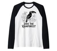 Save The Rainforest Toucan Tropical Bird Conservation Raglan Baseball Tee