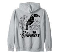 Save The Rainforest Toucan Tropical Bird Conservation Zip Hoodie
