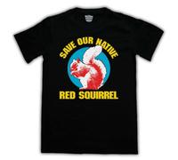 Save The Red Squirrel Protest Mens T-Shirt, Black, Large