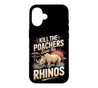 Save the Rhinos Stop the Poachers Rhino Wildlife Case for iPhone 16