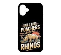 Save the Rhinos Stop the Poachers Rhino Wildlife Case for iPhone 16 Plus