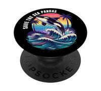 Save The Sea Pandas Orca Whale Retro Vintage Ocean Wildlife PopSockets Adhesive PopGrip