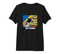Save The Sea Pandas Orca Whale Retro Vintage Ocean Wildlife Premium T-Shirt