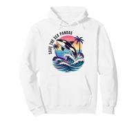 Save The Sea Pandas Orca Whale Retro Vintage Ocean Wildlife Pullover Hoodie