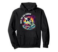Save The Sea Pandas Orca Whale Retro Vintage Ocean Wildlife Pullover Hoodie
