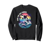 Save The Sea Pandas Orca Whale Retro Vintage Ocean Wildlife Sweatshirt