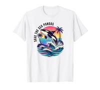 Save The Sea Pandas Orca Whale Retro Vintage Ocean Wildlife T-Shirt