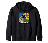 Save The Sea Pandas Orca Whale Retro Vintage Ocean Wildlife Zip Hoodie