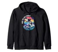 Save The Sea Pandas Orca Whale Retro Vintage Ocean Wildlife Zip Hoodie