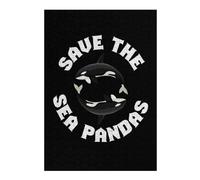 Save The Sea Pandas Orcas Themed Wooden Jigsaw Puzzle for Adults, 300 PCS
