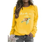 Save The Sea Turtle Sweatshirts Women's Ocean Animal 3D Print Pullover Long Sleeve Tops Fall O-Neck Sweater Outfit