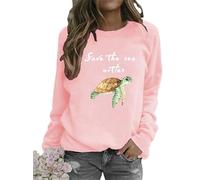 Save The Sea Turtle Sweatshirts Women's Ocean Animal 3D Print Pullover Long Sleeve Tops Fall O-Neck Sweater Outfit
