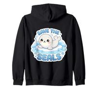 Save The Seals Lover Earth Day Climate Change Cute Kids Zip Hoodie