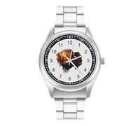 Save The Sky Bisons Quartz Watch Stainless Steel Wrist Watches for Men Women Easy to Read