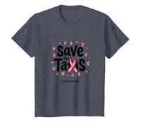 Save The Tatas Breast Cancer Awareness October Pink Ribbon T-Shirt, Kids, Heather Blue, 2 Years
