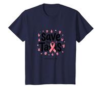 Save The Tatas Breast Cancer Awareness October Pink Ribbon T-Shirt, Kids, Navy, 6 Years