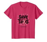 Save The Tatas Breast Cancer Awareness October Pink Ribbon T-Shirt, Kids, Red Heather, 8 Years