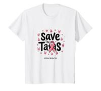 Save The Tatas Breast Cancer Awareness October Pink Ribbon T-Shirt, Kids, White, 4 Years