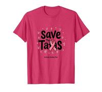 Save The Tatas Breast Cancer Awareness October Pink Ribbon T-Shirt, Men, Red Heather, L