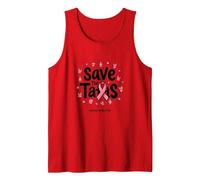 Save The Tatas Breast Cancer Awareness October Pink Ribbon Tank Top, Men, Red, L