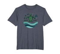 Save The Turtles Ocean Conservation Eco-Friendly T-Shirt, Men's Big and Tall, Heather Blue, 6X Tall