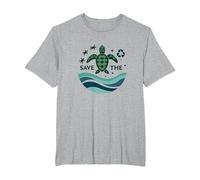 Save The Turtles Ocean Conservation Eco-Friendly T-Shirt, Men's Big and Tall, Heather Grey, 2X Tall