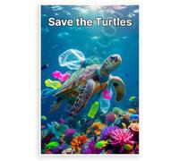 Save the Turtles Sea Turtle Entangled in Plastic Ocean Pollution 12x18 US Made Poster
