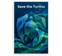 Save the Turtles Sea Turtle Shield Protection 12x18 US Made Poster