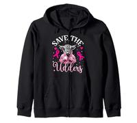Save The Udders Cow Support Breast Cancer Awareness Funny Zip Hoodie
