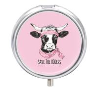 Save The Udders Round Pill Box Organiser 3 Compartment Portable Medicine Case