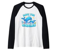 Save The Whales Lover Earth Day Environment Ecology Cute Kid Raglan Baseball Tee