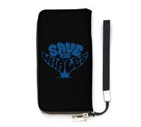 Save The Whales Slim Wallet for Women Long Purse Cute Clutch Wristlet Handbag Card Holders