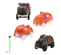 Save Unicorn Race Cars for Tracks - Glow in The Dark Replacement With 3 Flashing LED Lights - Compatible With Most Tracks for Kids Boys and Girls - 4 Pack