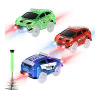 Save Unicorn Racing Replacement with 3 Flashing LED Lights - Glow in the Dark Track Compatible with Most Sets for Cars - Kids Boys and Girls 4-Pack