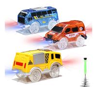 Save Unicorn Tracks Cars only Replacement, Race Cars for Tracks Glow in The Dark, Racing Car Track Accessories with 5 Flashing LED Lights, Compatible with Most Tracks for Kids Boys and Girls(3pack)