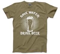 Save Water Drink Beer - Mens Unisex T-Shirt - Save Water Drink Beer T Shirt Funny Pub Joke Novelty Gift top tee Humour L Khaki