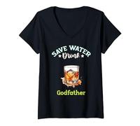 Save Water Drink Godfather Cocktail V-Neck T-Shirt