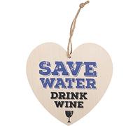 Save Water, Drink Wine Hanging Heart Sign