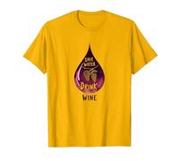 Save Water Drink Wine: Witty Wine Lover's Wall Art T-Shirt, Men, Golden Yellow, 3X-Large
