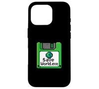 Save World Earth Day Floppy Disk Computer Geek Boy Men Women Case for iPhone 16 Pro