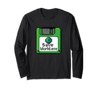 Save World Earth Day Floppy Disk Computer Geek Boy Men Women Long Sleeve T-Shirt