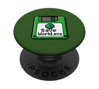 Save World Earth Day Floppy Disk Computer Geek Boy Men Women PopSockets Adhesive PopGrip