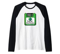 Save World Earth Day Floppy Disk Computer Geek Boy Men Women Raglan Baseball Tee