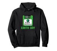 Save World Earth Day Floppy Disk Computer Geek Retro Gamer Pullover Hoodie
