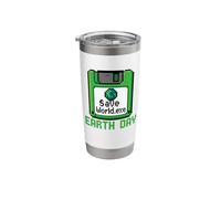 Save World Earth Day Floppy Disk Computer Geek Retro Gamer Stainless Steel Insulated Tumbler