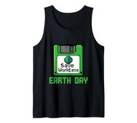 Save World Earth Day Floppy Disk Computer Geek Retro Gamer Tank Top